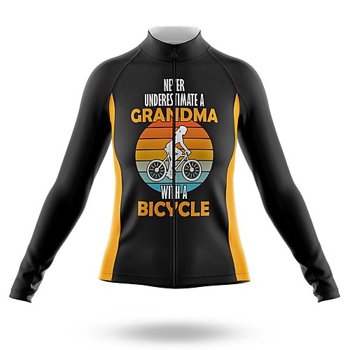 

21Grams Women's Long Sleeve Cycling Jersey Spandex Black / Yellow Bike Top Mountain Bike MTB Road Bike Cycling Quick Dry Moisture Wicking Sports Clothing Apparel / Stretchy / Athleisure