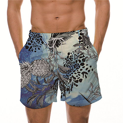 

Men's Designer Casual / Sporty Big and Tall Quick Dry Breathable Soft Holiday Beach Swimming Pool Shorts Bermuda shorts Swim Trucks Pants Plants Graphic Prints Pineapple Short Drawstring Elastic