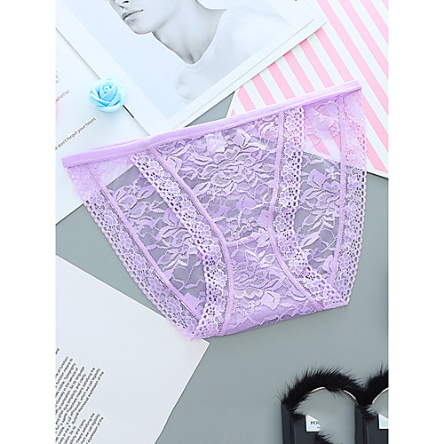 

Women's Lace Brief Micro-elastic Low Waist 1 PC Purple One-Size