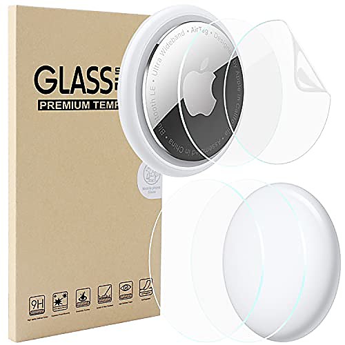 

[ 2 2 pack ] airtag screen protector front and back protective film skin, 2 front film 2 rear protection film awsaccy hd high clear anti-scratch bubble-free flexible tpu film for apple airtags