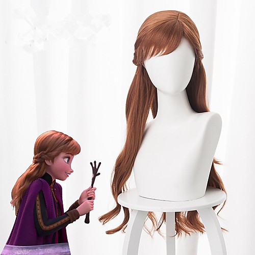 

Cosplay Anna Cosplay Wigs Women's Braid 28 inch Heat Resistant Fiber Curly Brown Teen Adults' Anime Wig