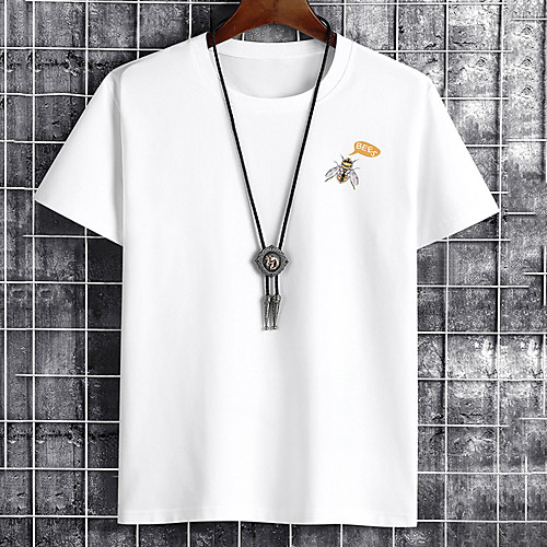 

Men's Unisex Tee T shirt Hot Stamping Graphic Prints Bee Letter Plus Size Print Short Sleeve Casual Tops Cotton Basic Fashion Designer Big and Tall White Black Khaki