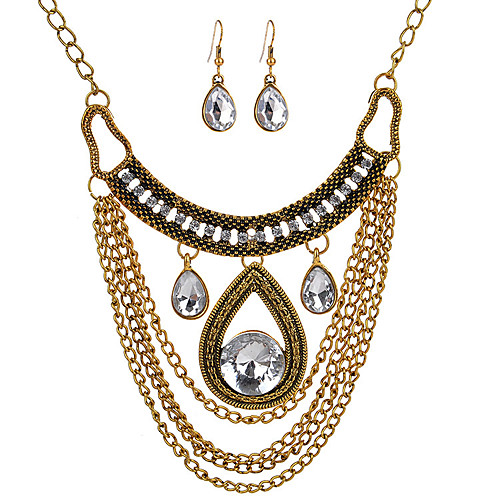

jewelry set retro water drop short style multi-layer tassel fashion suit