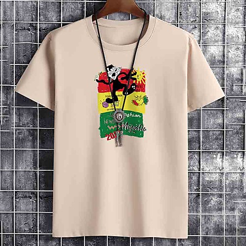 

Men's Unisex Tee T shirt Hot Stamping Cartoon Graphic Prints Letter Plus Size Print Short Sleeve Casual Tops Cotton Basic Fashion Designer Big and Tall White Black Khaki