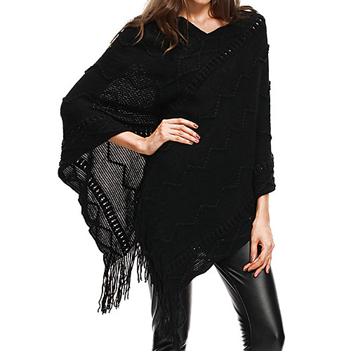 

Women's Solid Color Sweater Long Sleeve Sweater Cardigans V Neck Black Apricot