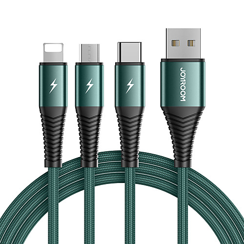 

Joyroom Micro USB Lightning USB C Cable 3 In 1 Braided Quick Charge 3 A 1.2m(4Ft) TPE Aluminium Alloy For Samsung Xiaomi Huawei Phone Accessory