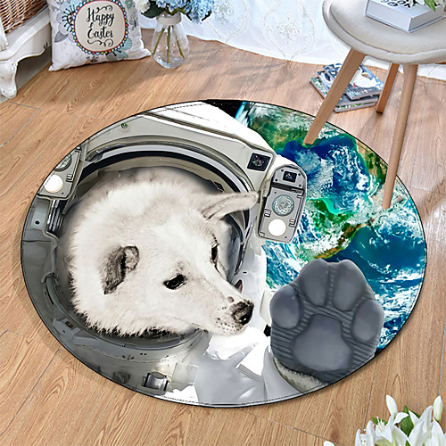 

Round 5mm Area Rugs Machine Made Polyster Non Skid Modern 3D