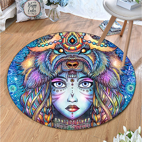 

Round 5mm Area Rugs Machine Made Polyster Non Skid Modern 3D