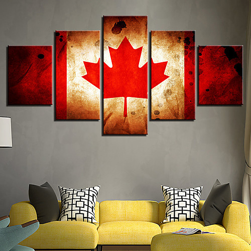 

5 Panel Wall Art Canvas Prints Painting Artwork Picture Canada Flag Home Decoration Décor Rolled Canvas No Frame Unframed Unstretched