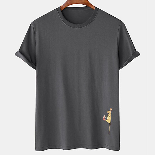 

Men's Unisex Tee T shirt Hot Stamping Cartoon Graphic Prints Animal Plus Size Print Short Sleeve Casual Tops Cotton Basic Designer Big and Tall White Black Dark Gray