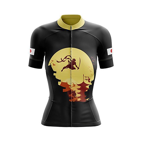 

21Grams Women's Short Sleeve Cycling Jersey Summer Spandex Black / Yellow National Flag Bike Top Mountain Bike MTB Road Bike Cycling Sports Clothing Apparel / Stretchy / Athleisure