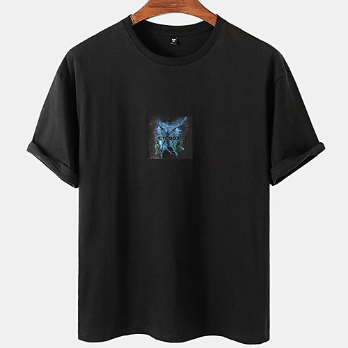 

Men's Unisex Tee T shirt Hot Stamping Butterfly Graphic Prints Animal Plus Size Print Short Sleeve Casual Tops Cotton Basic Designer Big and Tall White Black Khaki