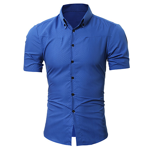 

Men's Shirt non-printing Solid Color Plus Size Short Sleeve Casual Tops Simple Lightweight Comfortable Wine Dusty Blue Royal Blue