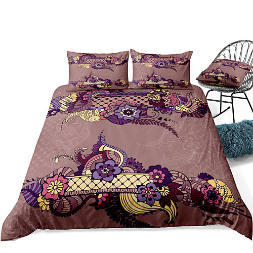 

Duvet Cover Sets 3 Piece Rayon / Polyester 3D Rainbow Reactive Print Bohemian Style