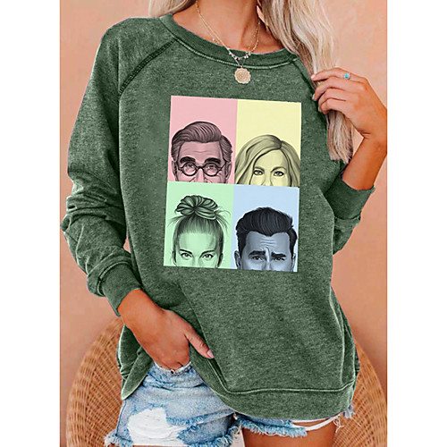 

Women's Sweatshirt Pullover Abstract Portrait Print Casual Daily 3D Print Sportswear Streetwear Hoodies Sweatshirts Loose Purple Green Black