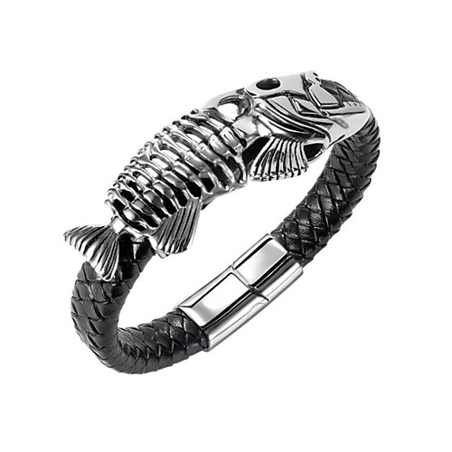 

Men's Bracelet Classic Fish Stylish Leather Bracelet Jewelry Silver For Anniversary Date Birthday Festival / Titanium Steel