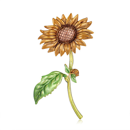 

painting oil sunflower brooch fashion alloy drip oil painting lady corsage