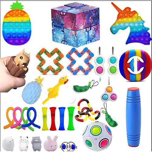 

30PCS Sensory Fidget Toys Set Bundle-DNA Marble and Mesh Pop Bubble Soybean Squeeze Stress Relief Balls with Fidget Hand Toys for Kids Adults Calming Toys