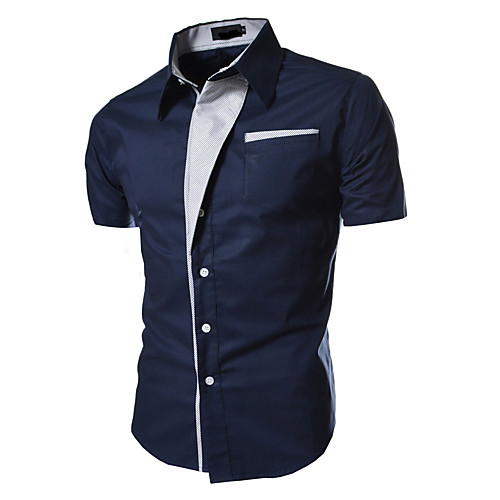 

Men's Shirt non-printing Striped Solid Color Patchwork Short Sleeve Casual Tops Lightweight Classic Comfortable White Black Red