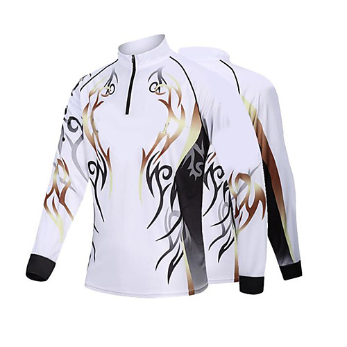 

CAWANFLY Men's Fishing Shirt Outdoor Long Sleeve UV Protection Quick Dry Waterproof Zipper Lightweight Breathable Top Autumn / Fall Spring Summer Fishing Camping & Hiking Outdoor BlackWhite