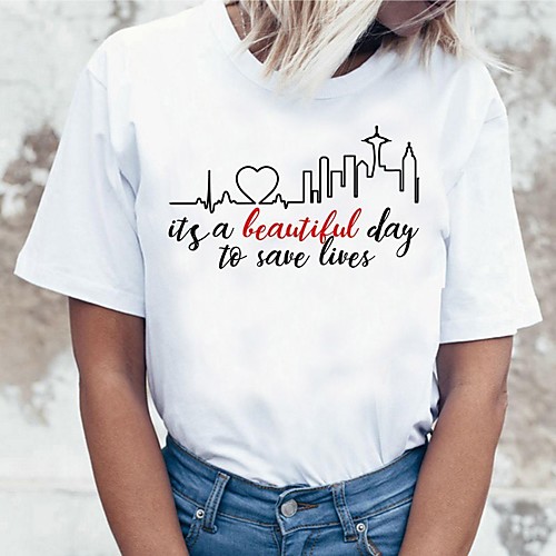 

Inspired by Greys Anatomy Cosplay Anime Cartoon Polyester / Cotton Blend Print Harajuku Graphic Kawaii T-shirt For Women's / Men's