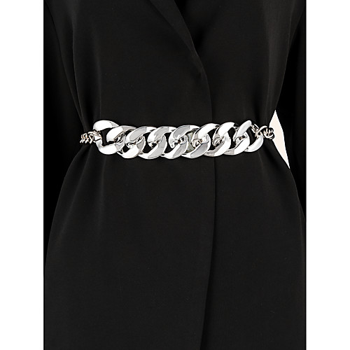 

Women's Chain Daily Date Dress White Belt Solid Colored