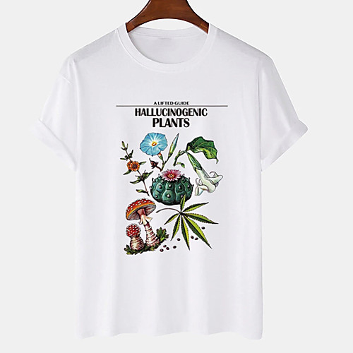 

Men's Unisex Tee T shirt Hot Stamping Plants Graphic Prints Plus Size Print Short Sleeve Casual Tops Cotton Basic Designer Big and Tall White Black Khaki