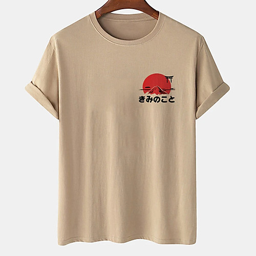 

Men's Unisex Tee T shirt Hot Stamping Graphic Prints Sun Letter Plus Size Print Short Sleeve Casual Tops Cotton Basic Designer Big and Tall White Black Khaki