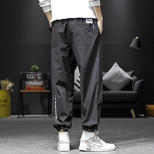 

Men's Stylish Sporty Casual / Sporty Streetwear Comfort Daily Sports Harem Jogger Pants Trousers Pants Letter Full Length Baggy Drawstring Pocket Elastic Drawstring Design Black Gray