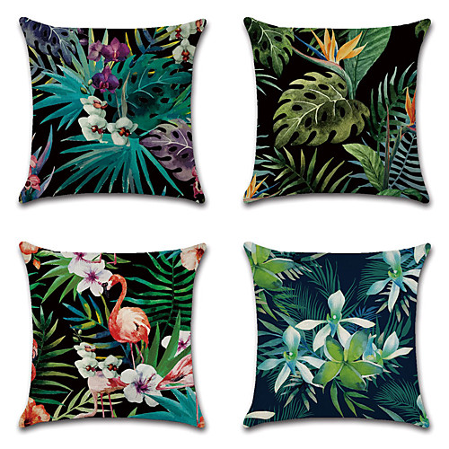 

Plant Double Side Cushion Cover 4PC Soft Decorative Square Throw Pillow Cover Cushion Case Pillowcase for Bedroom Livingroom Superior Quality Machine Washable Outdoor Cushion for Sofa Couch Bed Chair Green