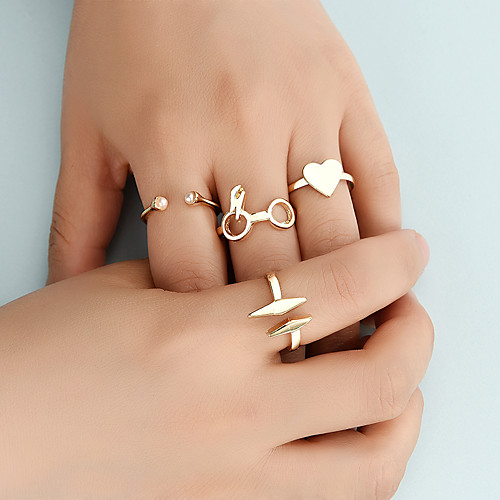 

Ring Set Fashion Animal Shape Bunny Alloy Joint Ring 4-Piece Set Love Ring Hot Sale