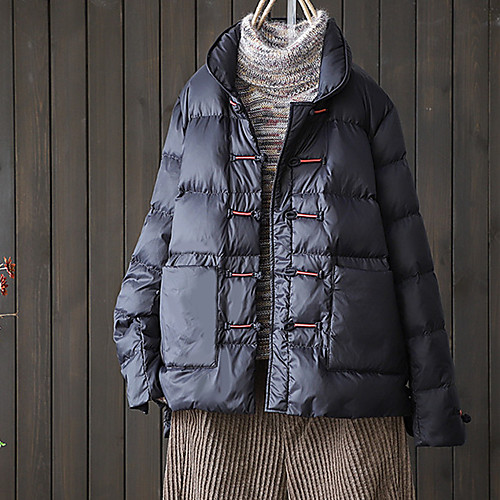 

Women's Coat Daily Wear Fall Winter Regular Coat Regular Fit Casual Jacket Solid Color Zipper Dark Green Black