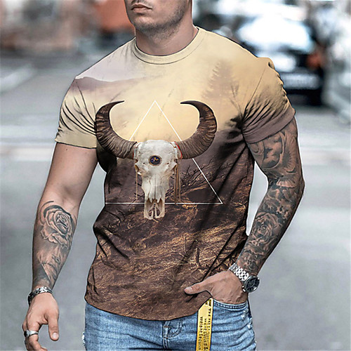 

Men's Tee T shirt 3D Print Graphic Deer Plus Size Short Sleeve Casual Tops Basic Designer Slim Fit Big and Tall A B C