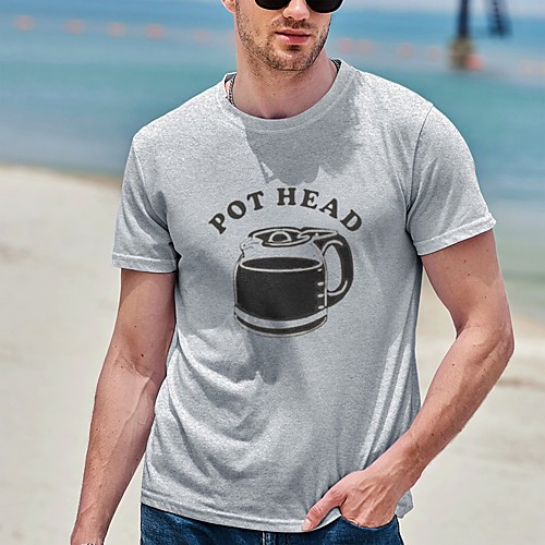 

Men's Tee T shirt Hot Stamping Graphic Prints Teapot Plus Size Print Short Sleeve Casual Tops Cotton Basic Designer Big and Tall White Gray