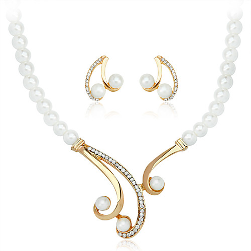 

pearl jewelry set classic pearl necklace earring set deep v clavicle s-shaped pearl necklace set