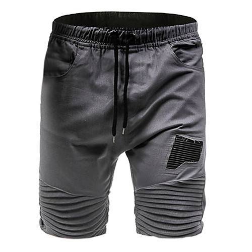 

Men's Casual / Sporty Ripped Quick Dry Breathable Outdoor Sports Loose Sport Casual Chinos Shorts Bermuda shorts Pants Solid Color Short Pleated Black Khaki Gray / Summer / Drawstring