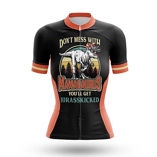 

21Grams Women's Short Sleeve Cycling Jersey Summer Spandex Black Dinosaur Bike Top Mountain Bike MTB Road Bike Cycling Quick Dry Moisture Wicking Sports Clothing Apparel / Stretchy / Athleisure
