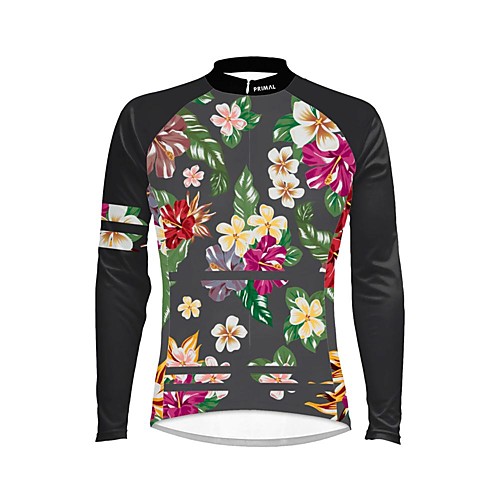 

21Grams Women's Long Sleeve Cycling Jersey Summer Spandex Polyester Black / Red Floral Botanical Bike Jersey Top Mountain Bike MTB Road Bike Cycling Quick Dry Breathable Back Pocket Sports Clothing