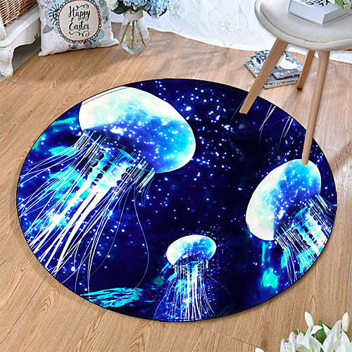 

Round 5mm Area Rugs Machine Made Polyster Non Skid Modern 3D