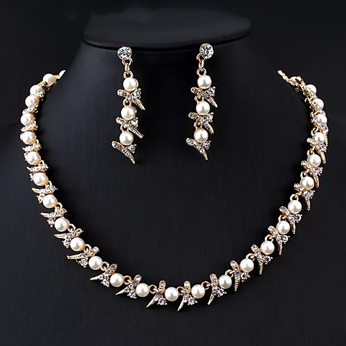 

Women's Bridal Jewelry Sets Heart Sweet Earrings Jewelry Gold For Wedding Party Evening Engagement Festival 1 set