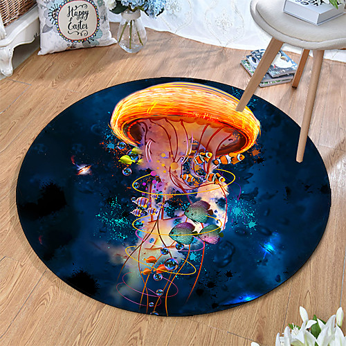 

Round 5mm Area Rugs Machine Made Polyster Non Skid Modern 3D