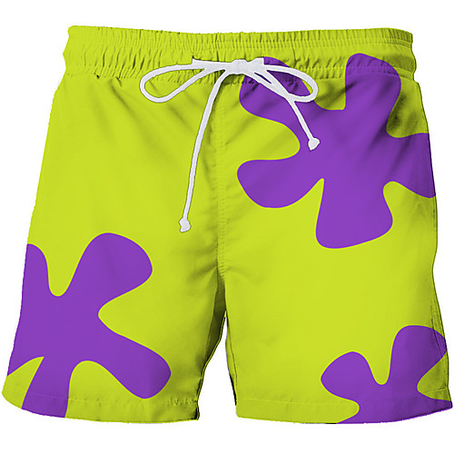 

Men's Casual Shorts Breathable Sports Casual Holiday Chinos Shorts Pants Character Knee Length Mesh Print Grass Green Blue Yellow Blushing Pink Black