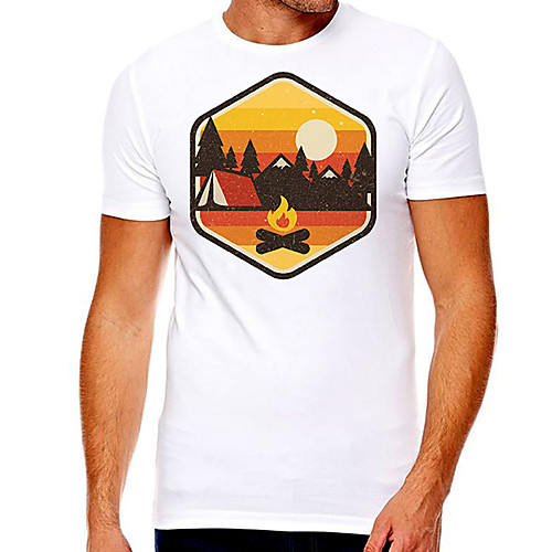 

Men's Unisex Tee T shirt Hot Stamping Graphic Prints Character Plus Size Print Short Sleeve Casual Tops Cotton Basic Designer Big and Tall White