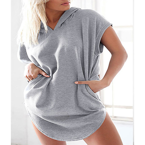 

Women's Shift Dress Short Mini Dress Gray Short Sleeve Solid Color Spring Summer Casual 2021 S M L XL 2XL