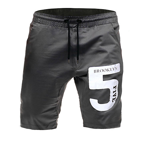 

Men's Casual / Sporty Quick Dry Breathable Outdoor Sports Sport Casual Chinos Shorts Pants Graphic Letter Short Pocket Elastic Drawstring Design Print ArmyGreen Black Khaki Gray