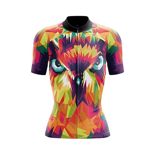 

21Grams Women's Short Sleeve Cycling Jersey Summer Spandex Polyester Orange 3D Eagle Animal Bike Top Mountain Bike MTB Road Bike Cycling Breathable Back Pocket Sports Clothing Apparel / Stretchy