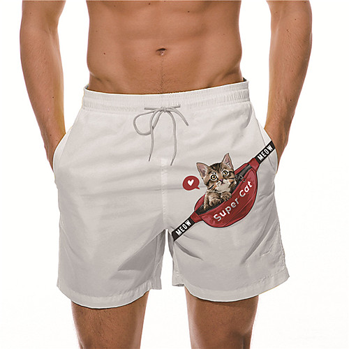 

Men's Designer Casual / Sporty Big and Tall Quick Dry Breathable Soft Holiday Beach Swimming Pool Shorts Bermuda shorts Swim Trucks Pants Cat Graphic Prints Short Drawstring Elastic Drawstring Design