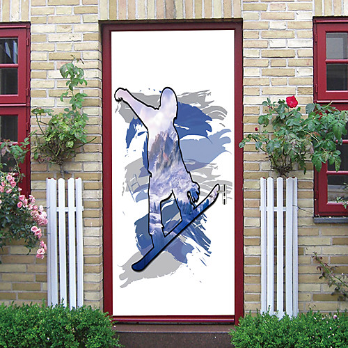 

2pcs Self-adhesive Creative Door Stickers For Living Room Diy Decorative Home Waterproof Wall Stickers