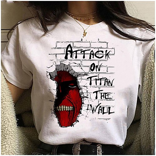 

Inspired by Attack on Titan Cosplay Anime Cartoon Polyester / Cotton Blend Print Harajuku Graphic Kawaii T-shirt For Women's / Men's