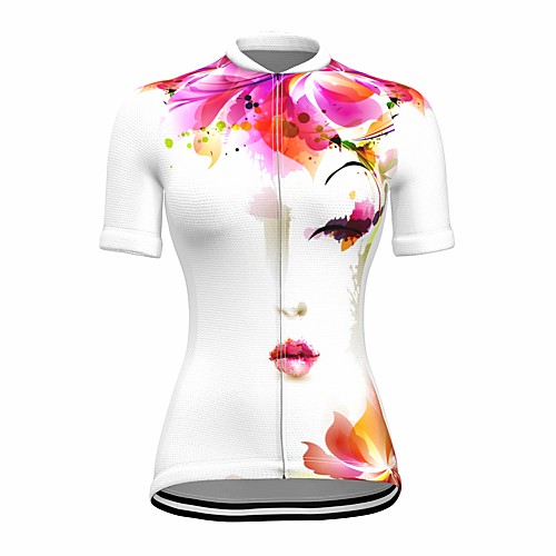 

21Grams Women's Short Sleeve Cycling Jersey Summer Spandex White Floral Botanical Bike Top Mountain Bike MTB Road Bike Cycling Quick Dry Moisture Wicking Sports Clothing Apparel / Stretchy